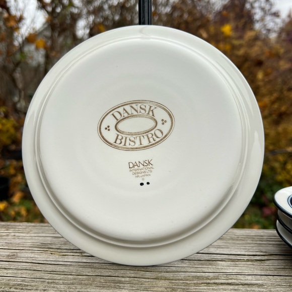 Dansk Bistro Saucer 7 1/8” Across Blue Trim Preowned 4 saucers in set Japan - Picture 7 of 8